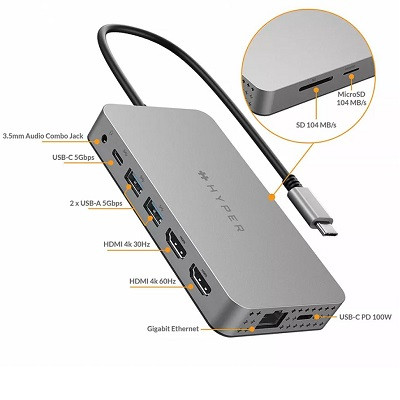 USB Хаб Hyper HyperDrive Dual 4K HDMI 10-в-1 USB-C в Нижневартовске