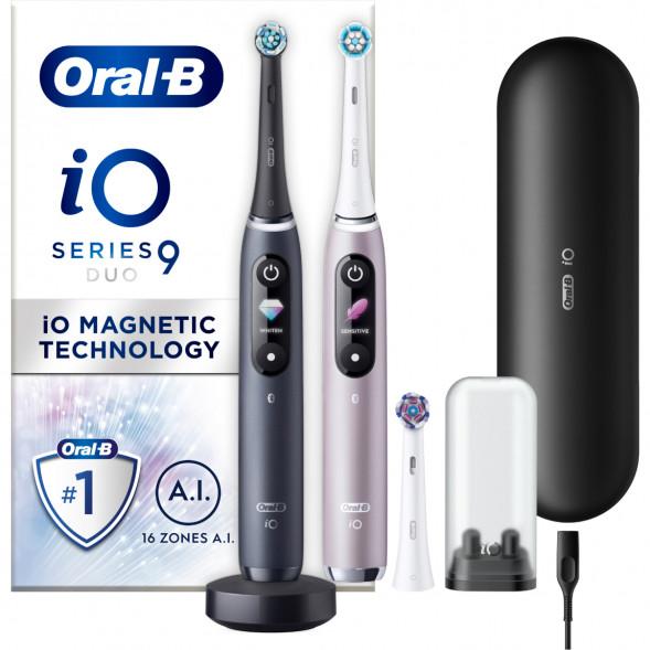 Набор из 2-х электрических зубных щеток Oral-B iO Series 9 Duo, Black Onyx и Rose Quartz в Нижневартовске