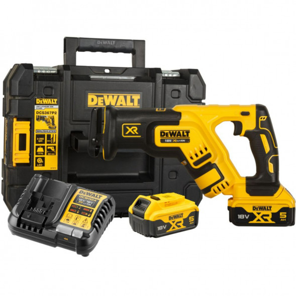 Аккумуляторная сабельная пила DEWALT DCS367P2 с 2 АКБ 5 Ач и ЗУ, в кейсе TSTAK в Нижневартовске
