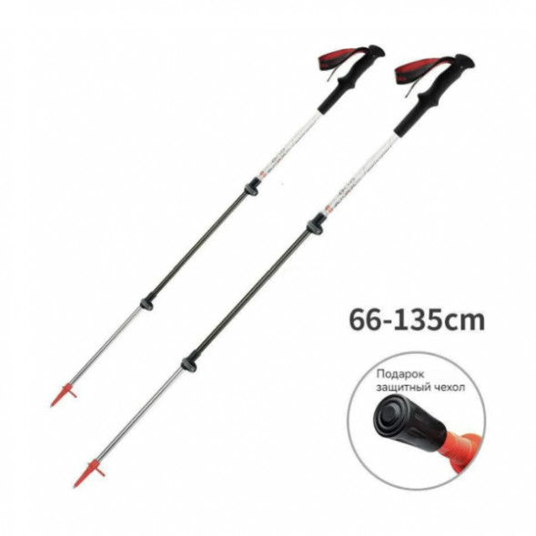Треккинговая палка Naturehike 135 см, 1 шт., белый/красный в Нижневартовске
