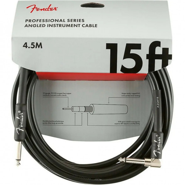 Инструментальный кабель Fender Professional Series 15 ft, 4.5 м, jack 6.3, черный в Нижневартовске