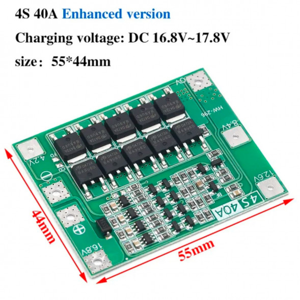 Плата защиты аккумулятора BMS 4S 40A 16.8 для Li-ion в Нижневартовске