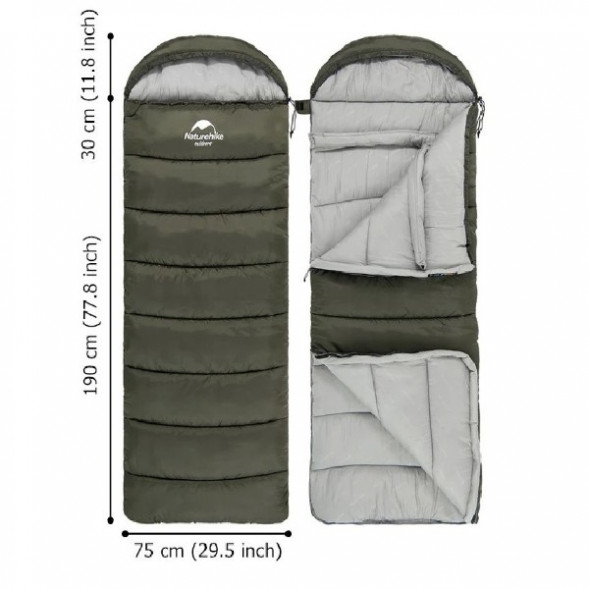 Спальный мешок Naturehike U250 (Правый), коричневый в Нижневартовске