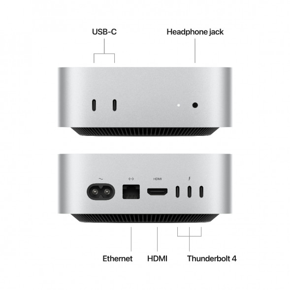 Компьютер Apple Mac mini M4 2024 (MU9D3) (10 Core GPU, 16ГБ, 256ГБ SSD, Apple, macOS), серебристый в Нижневартовске