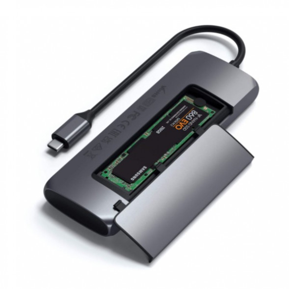 Док-станция Satechi USB-C Hybrid Multiport Adapter (with SSD Enclosure M.2 SATA, 2xUSB 3.1, USB Type-C, HDMI), Серый ST-UCHSEM в Нижневартовске