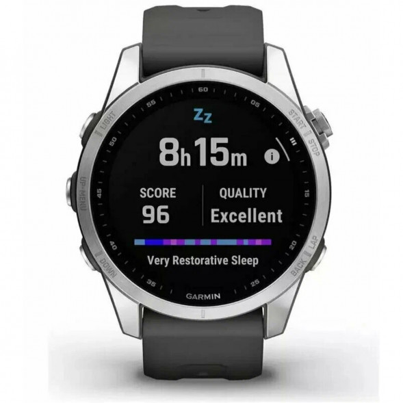 Умные часы Garmin Fenix 7s серебристый с графитовым силиконовым ремешком 010-02539-01 в Нижневартовске