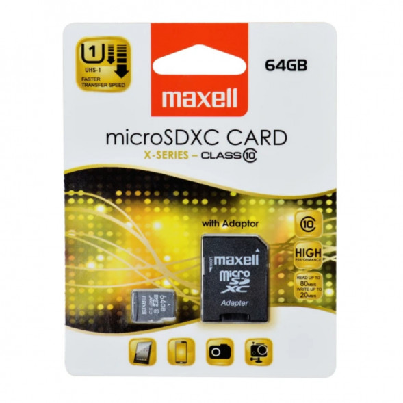 Карта памяти Maxell Micro SDXC 64 ГБ CLASS 10 с адаптером в Нижневартовске
