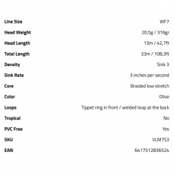 Рыболовная леска Vision Stillmaniac Fly Line, Sink 3 WF7S3