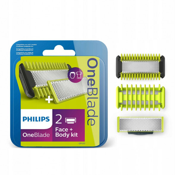 Сменные лезвия Philips OneBlade 2 шт. + 1 шт. Body kit QP620/50 в Нижневартовске