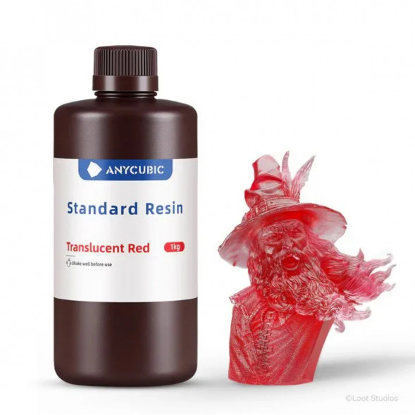 Фотополимерная смола Anycubic Standard Resin для 3D принтера Полупрозрачный красный (Tran-Red), 1 кг в Нижневартовске