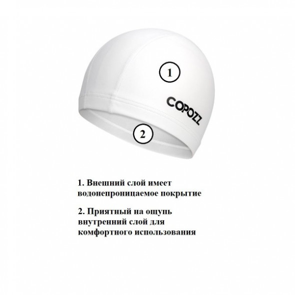Шапочка для бассейна Copozz (белый) в Нижневартовске
