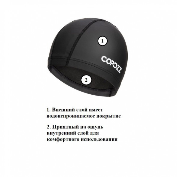 Шапочка для бассейна Copozz (черный) в Нижневартовске