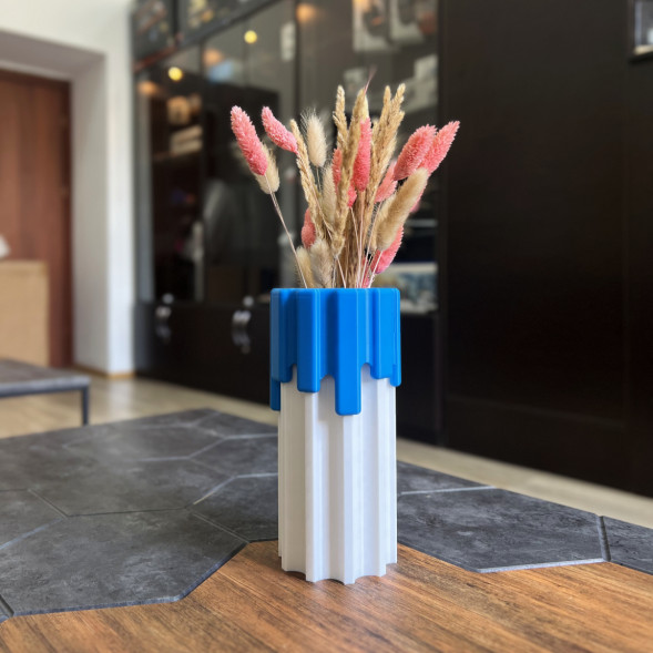 Ваза HatRom Drip, белый-синий в Нижневартовске